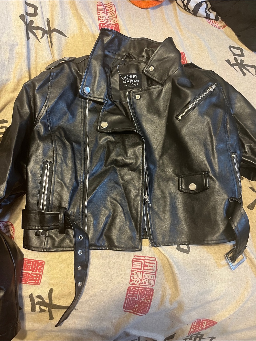 Ashley Outerwear Women's Black Faux Leather Moto Jacket